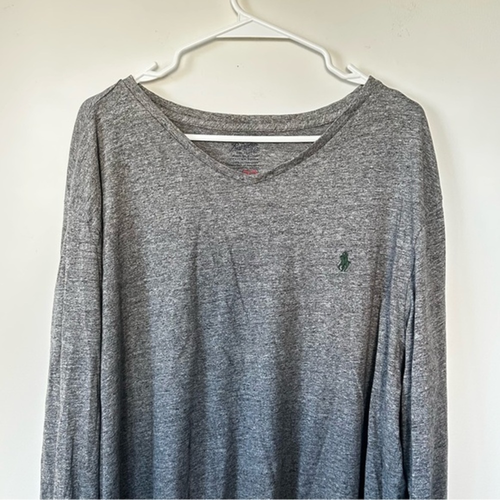 Polo Ralph Lauren Long Sleeve V-Neck Tee Heather Gray– XL